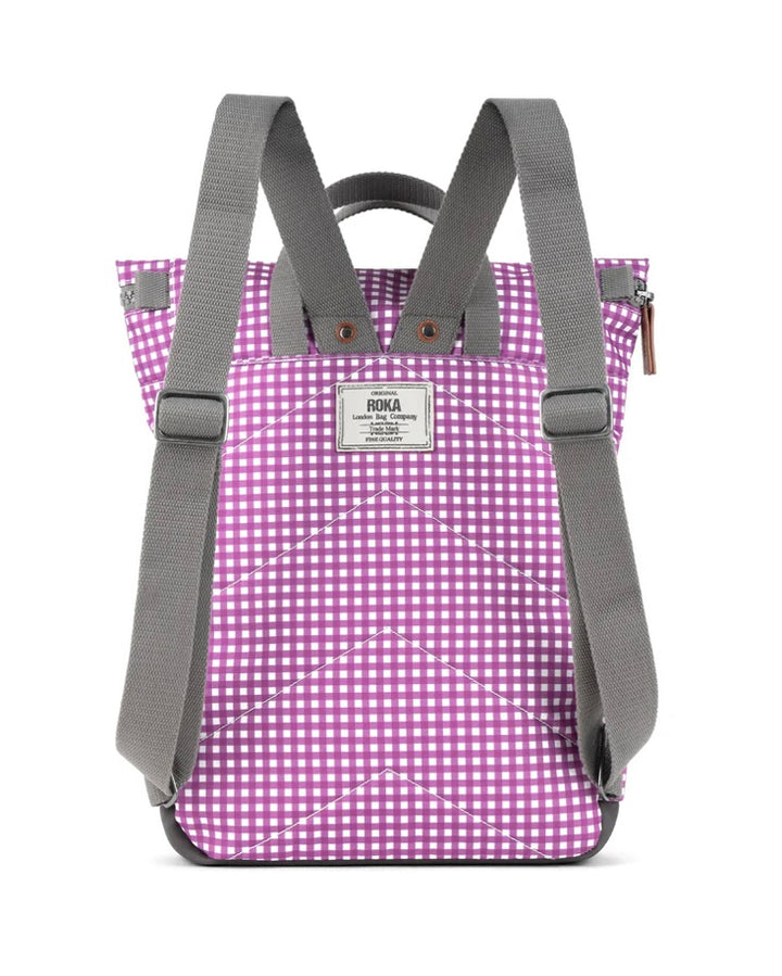 CANFIELD B MEDIUM PURPLE GINGHAM RECYCLED CANVAS BAG