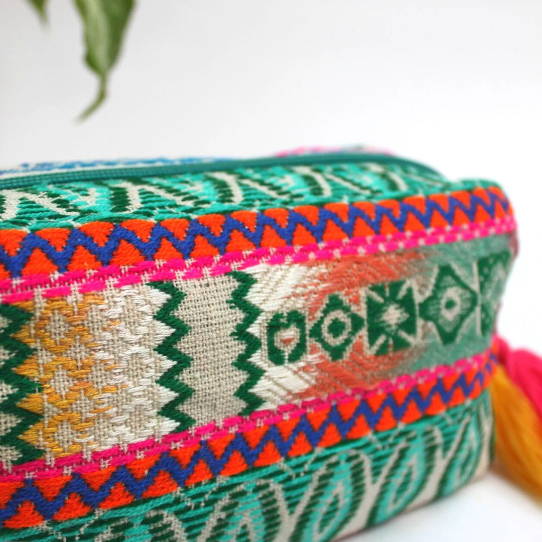 TURQUOISE EMBELLISHED POUCH BAG