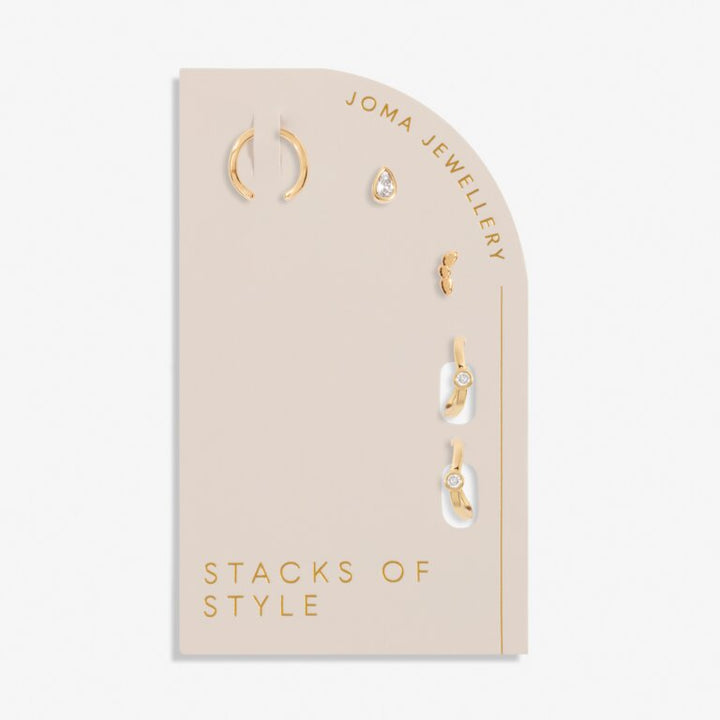 STACKS OF STYLE GOLD ORGANIC SHAPE EARRINGS SET