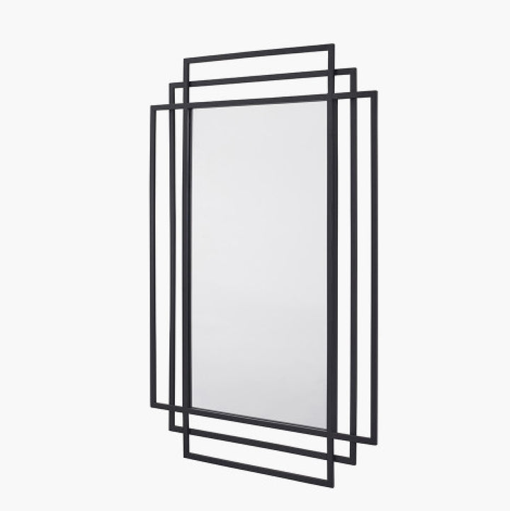 BLACK METAL RECTANGULAR MULTI FRAMED WALL MIRROR