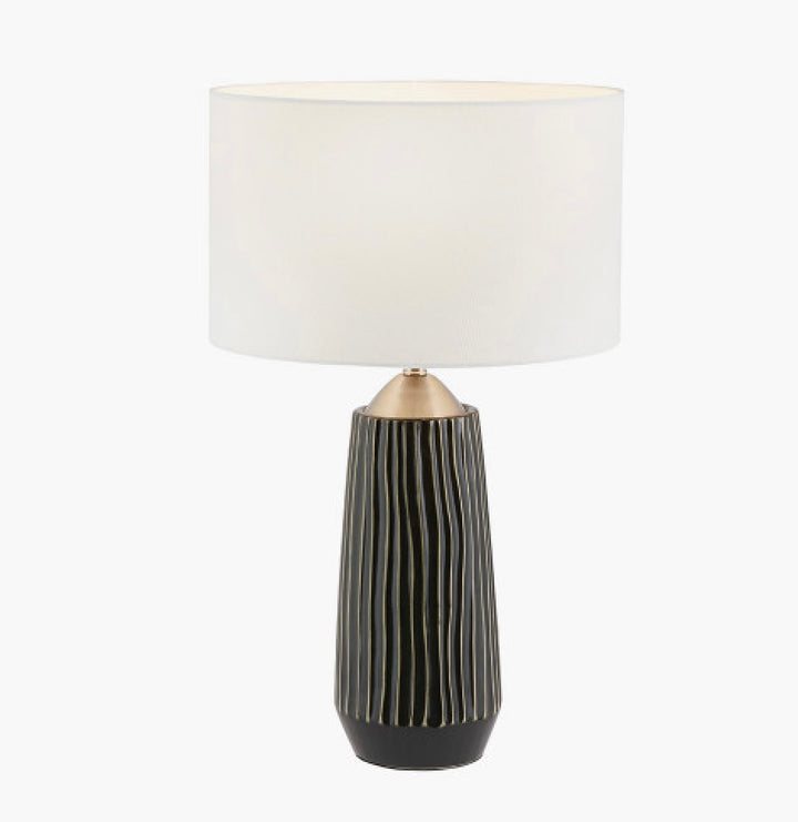 ARTEMIS BLACK TEXTURED CERAMIC AND BRUSHED SILVER TALL TABLE LAMP