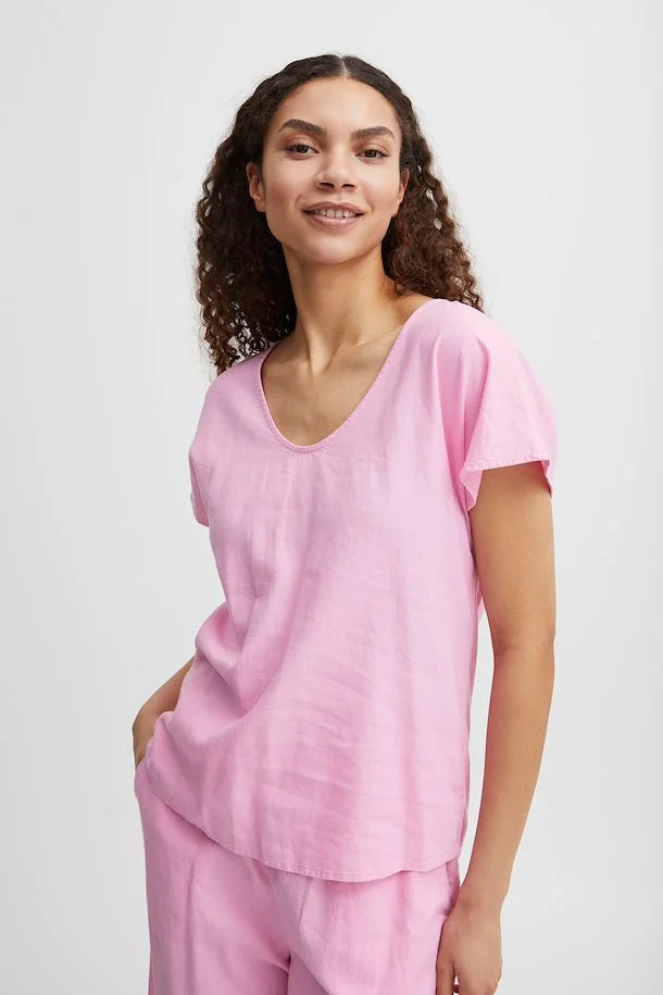 BEGONIA PINK FALAKKA V NECK TOP