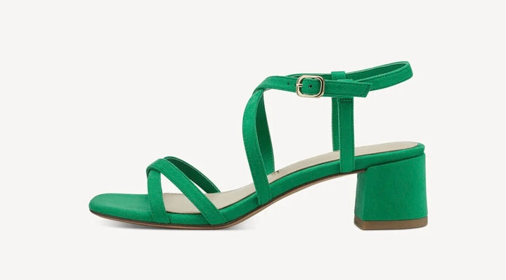 GREEN BLOCK HEEL SANDAL