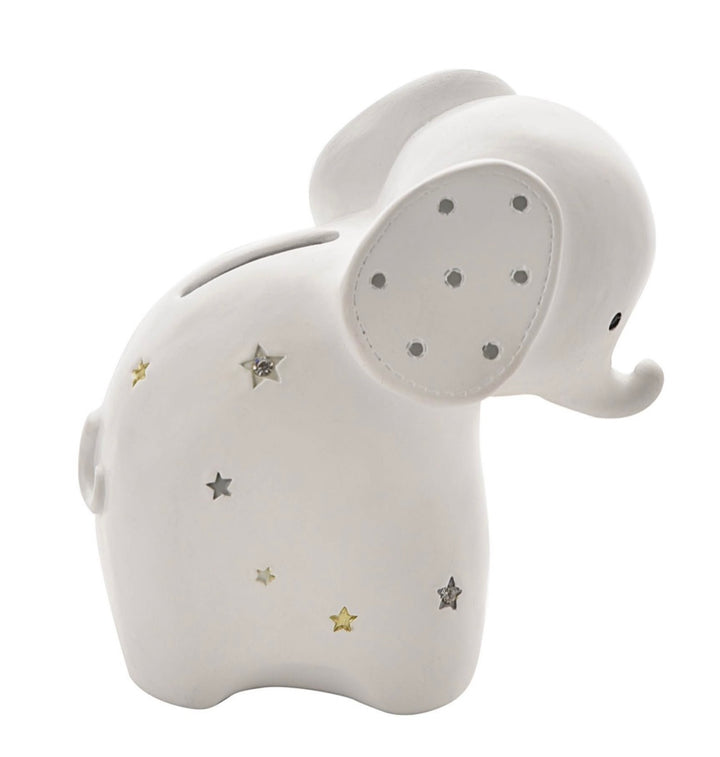WHITE ELEPHANT RESIN MONEY BOX