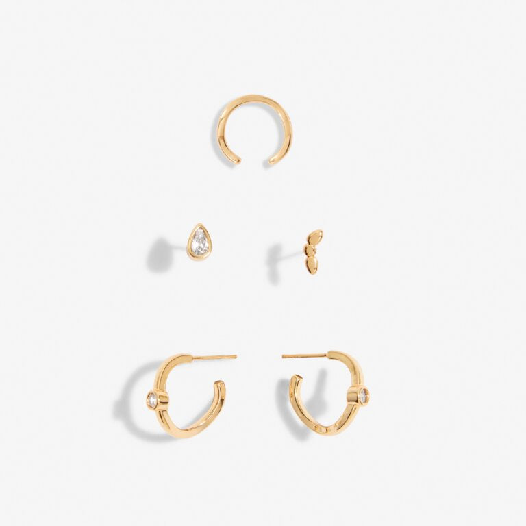 STACKS OF STYLE GOLD ORGANIC SHAPE EARRINGS SET