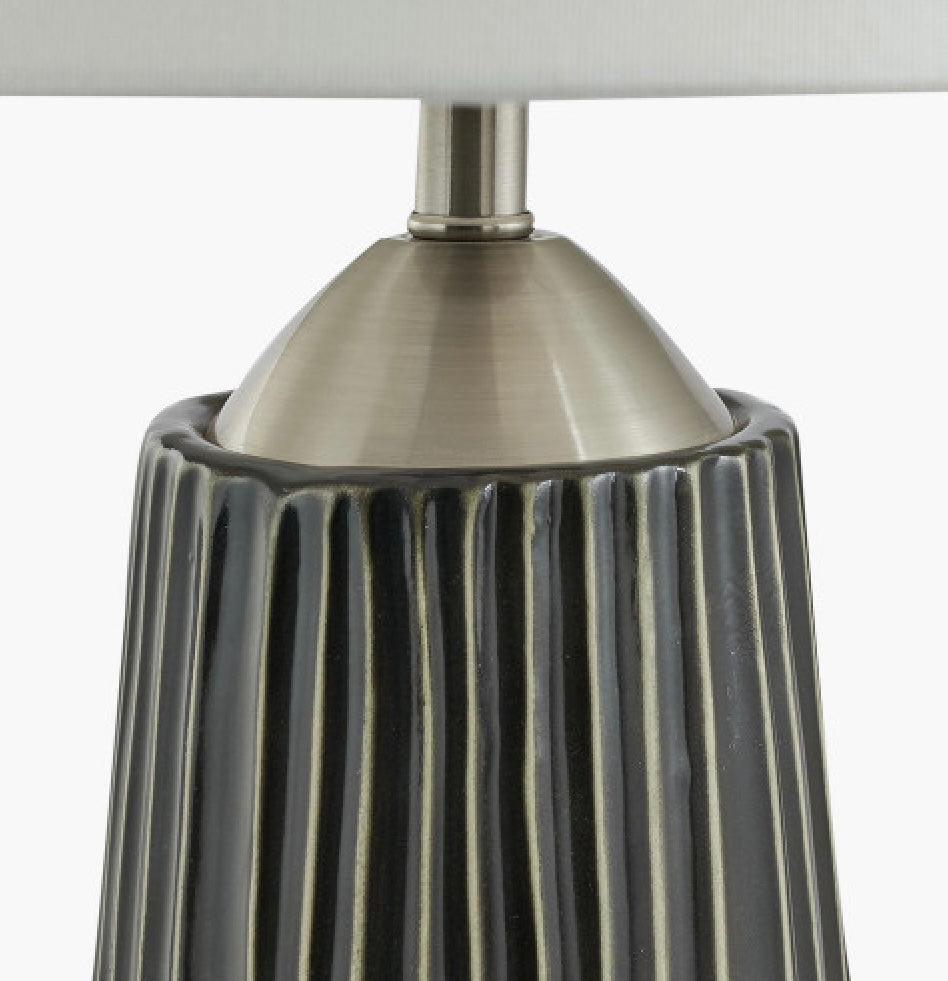 ARTEMIS BLACK TEXTURED CERAMIC AND BRUSHED SILVER TALL TABLE LAMP