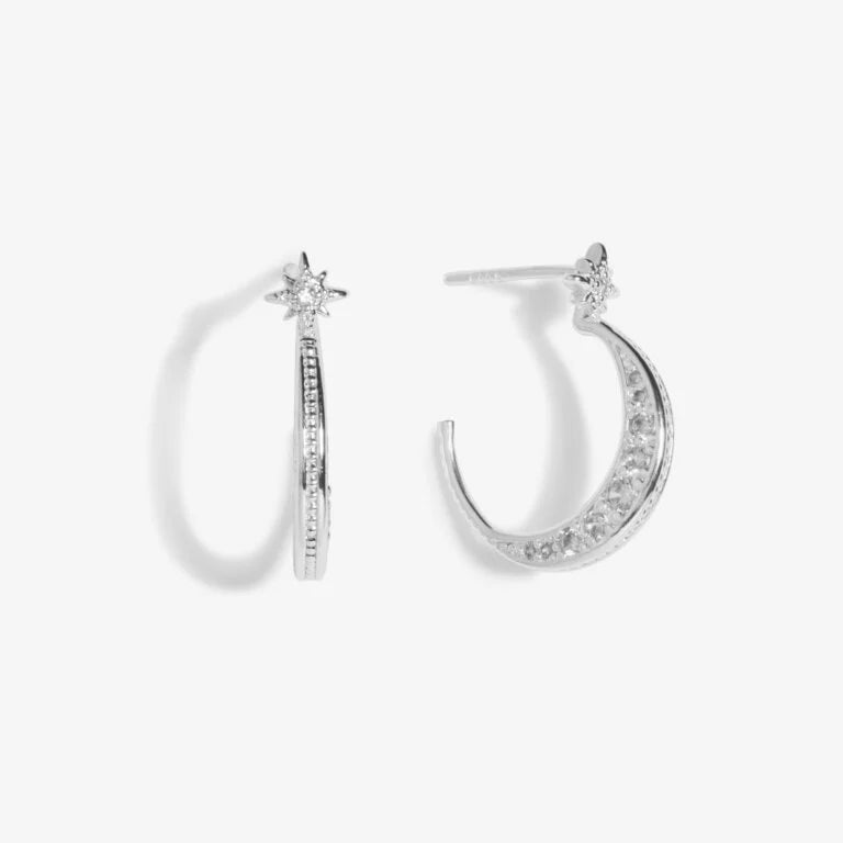 SILVER MOON HOOP EARRINGS