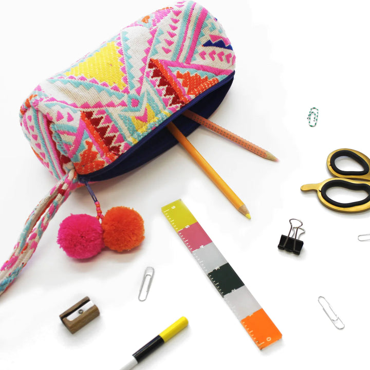 PINK EMBELLISHED TUBE MAKE UP BAG