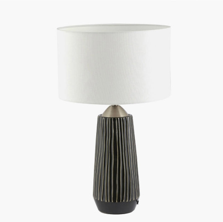 ARTEMIS BLACK TEXTURED CERAMIC AND BRUSHED SILVER TALL TABLE LAMP