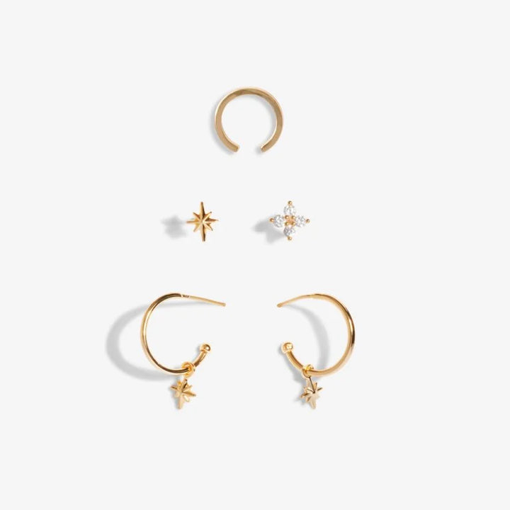 STACKS OF STYLE GOLD STAR EARRING SET
