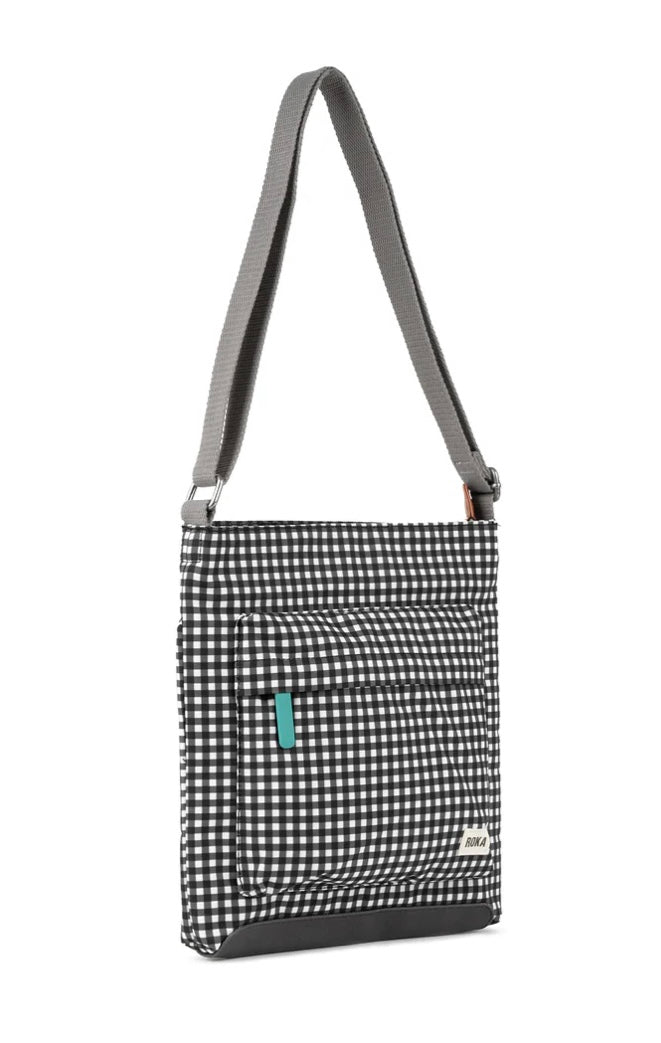 KENNINGTON B BLACK GINGHAM RECYCLED CANVAS BAG