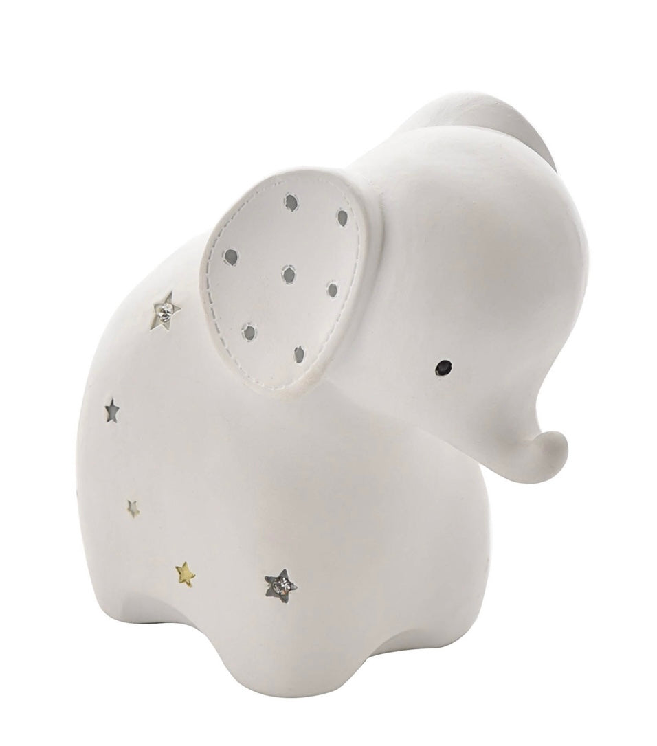 WHITE ELEPHANT RESIN MONEY BOX