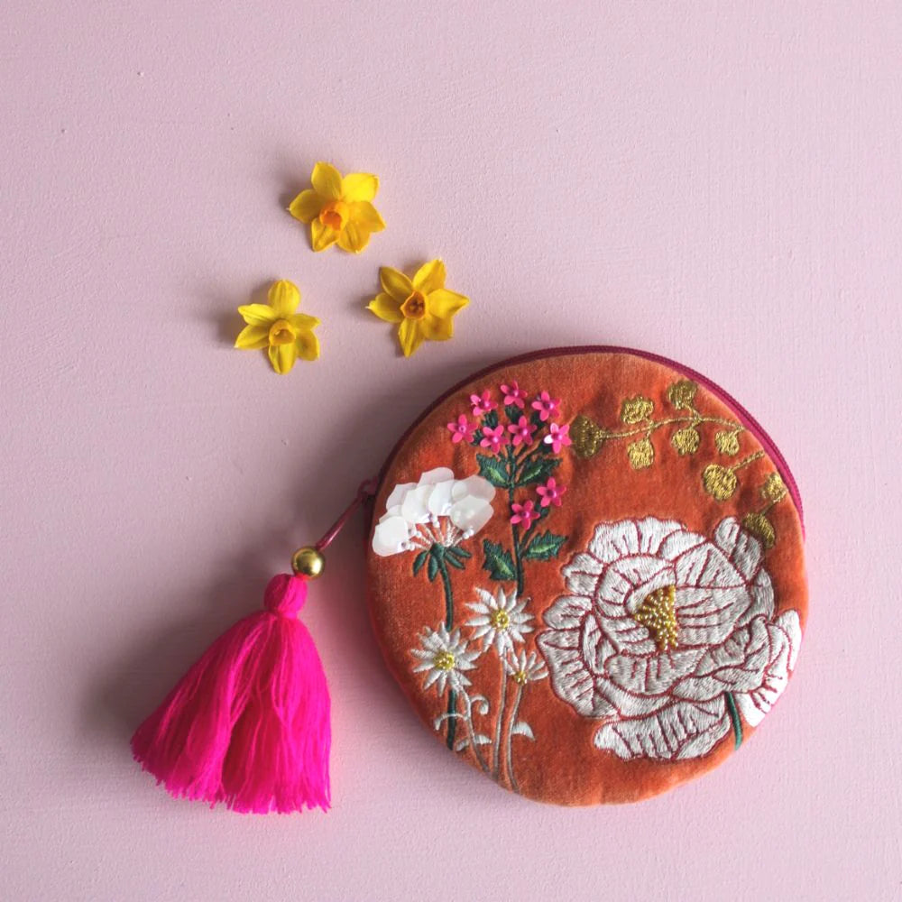 POSY ORANGE ROUND PURSE