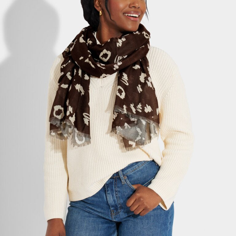 CHOCOLATE LEOPARD PRINTED SCARF