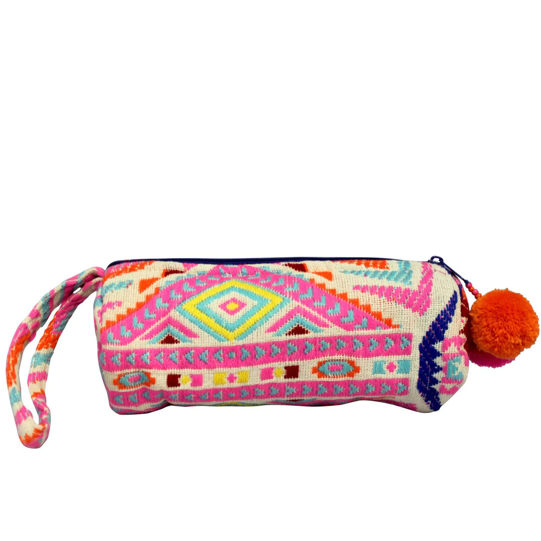 PINK EMBELLISHED TUBE MAKE UP BAG