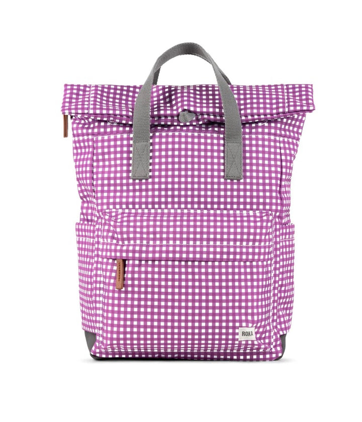 CANFIELD B MEDIUM PURPLE GINGHAM RECYCLED CANVAS BAG