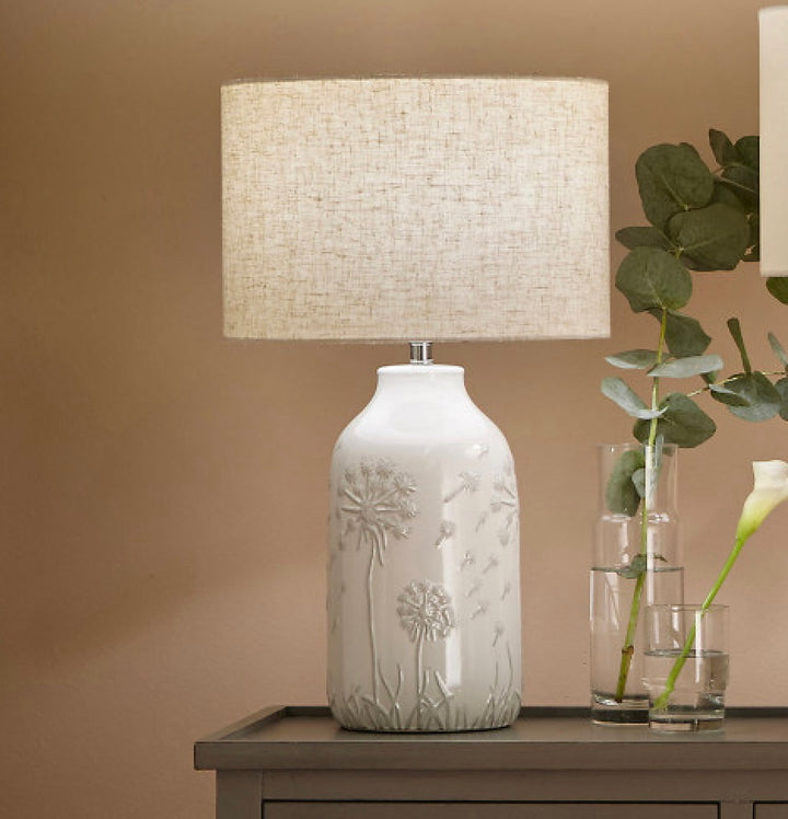 FLORA WHITE FLORAL CERAMIC TABLE LAMP