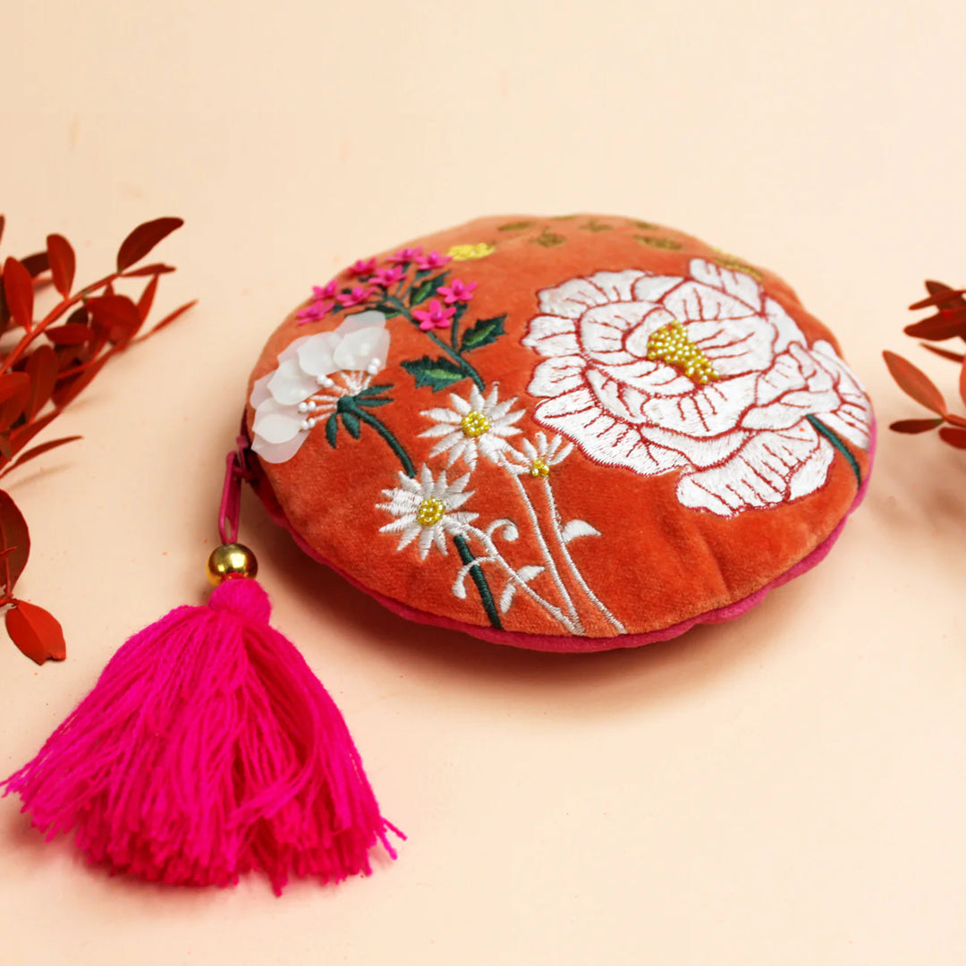 POSY ORANGE ROUND PURSE