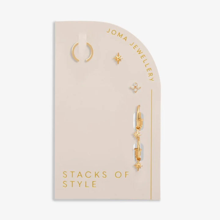 STACKS OF STYLE GOLD STAR EARRING SET