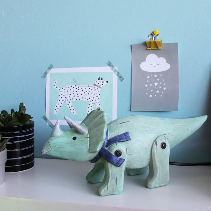 WOOD EFFECT TRICERATOPS LAMP