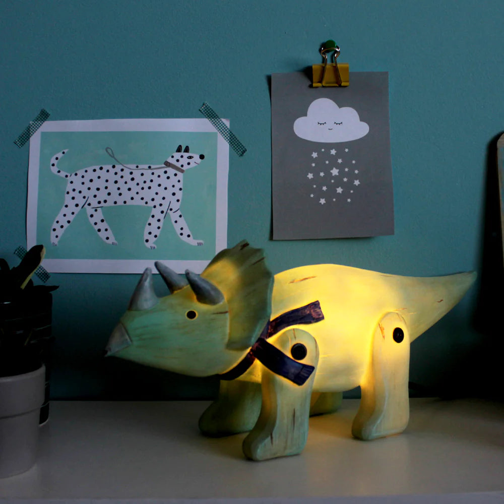 WOOD EFFECT TRICERATOPS LAMP
