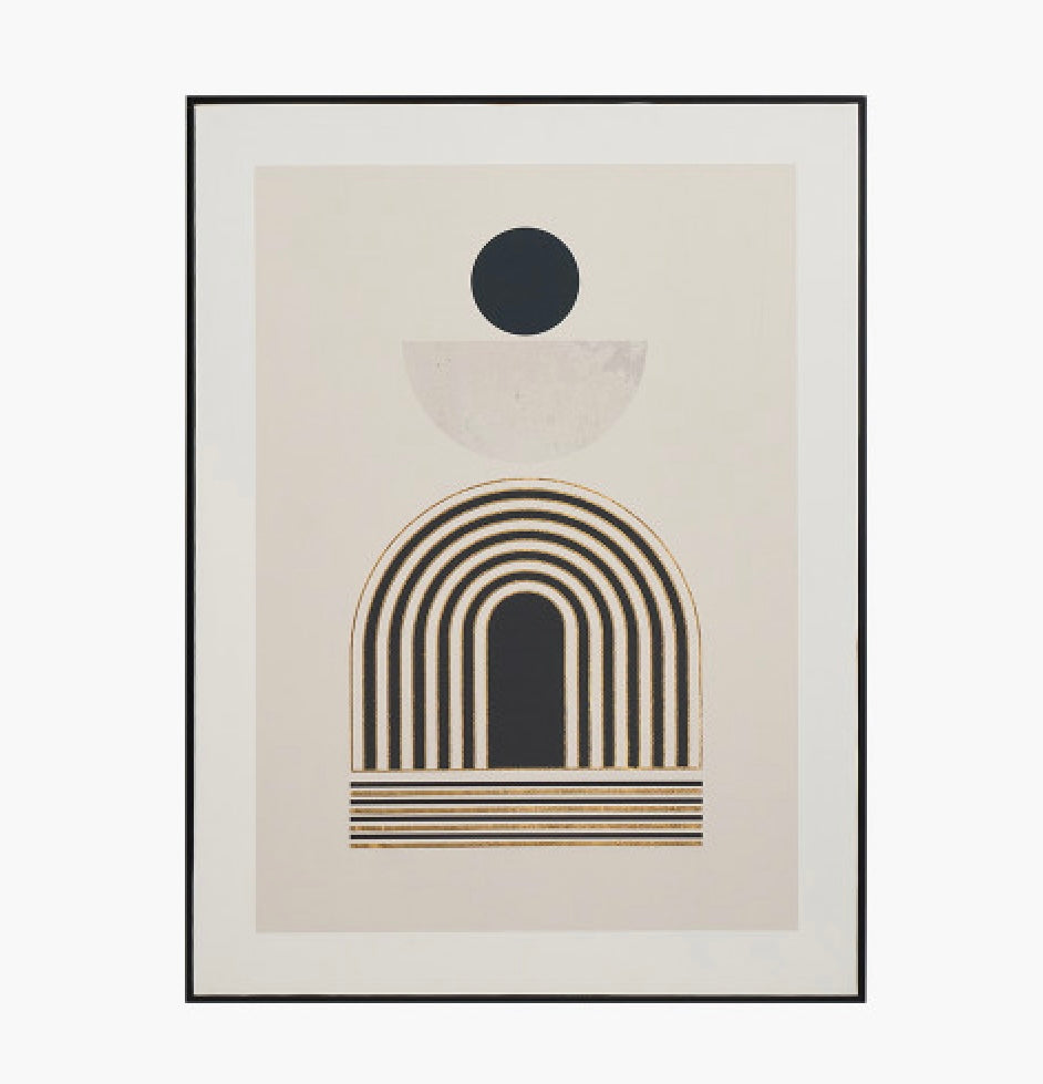 ART DECO PRINT WITH LINEAR GOLD DETAIL AND BLACK FRAME