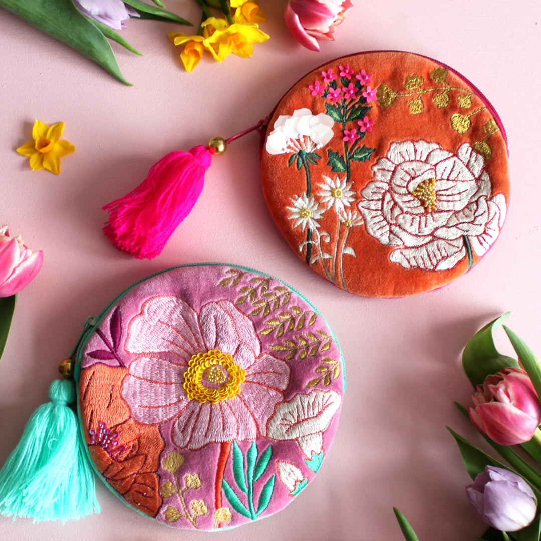 POSY ORANGE ROUND PURSE