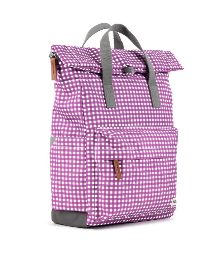 CANFIELD B MEDIUM PURPLE GINGHAM RECYCLED CANVAS BAG