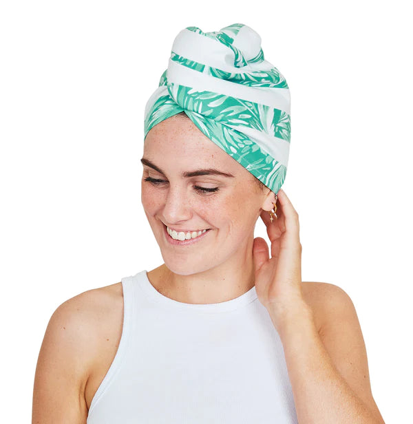 QUICK DRY HAIR WRAP - FLOWER POWER PALM PARADISE