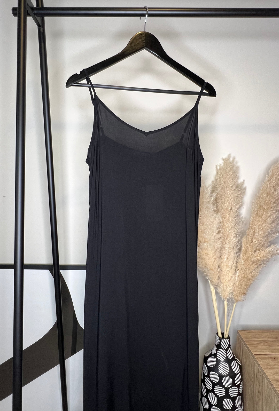 BLACK JOELLA SLIP DRESS