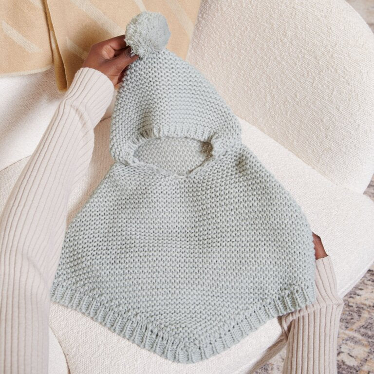 COOL GREY KNITTED BABY PONCHO