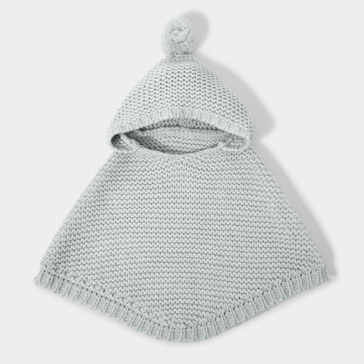COOL GREY KNITTED BABY PONCHO