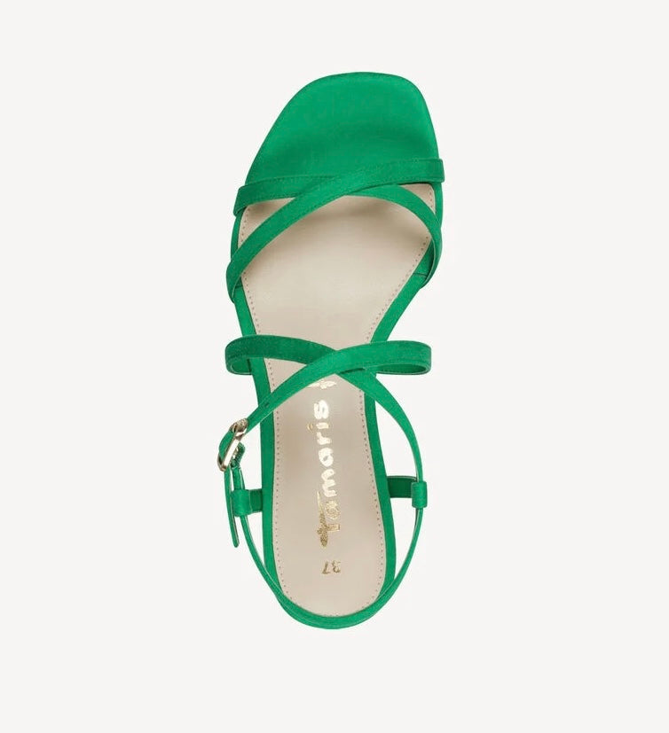 GREEN BLOCK HEEL SANDAL