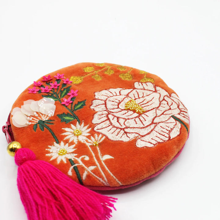 POSY ORANGE ROUND PURSE
