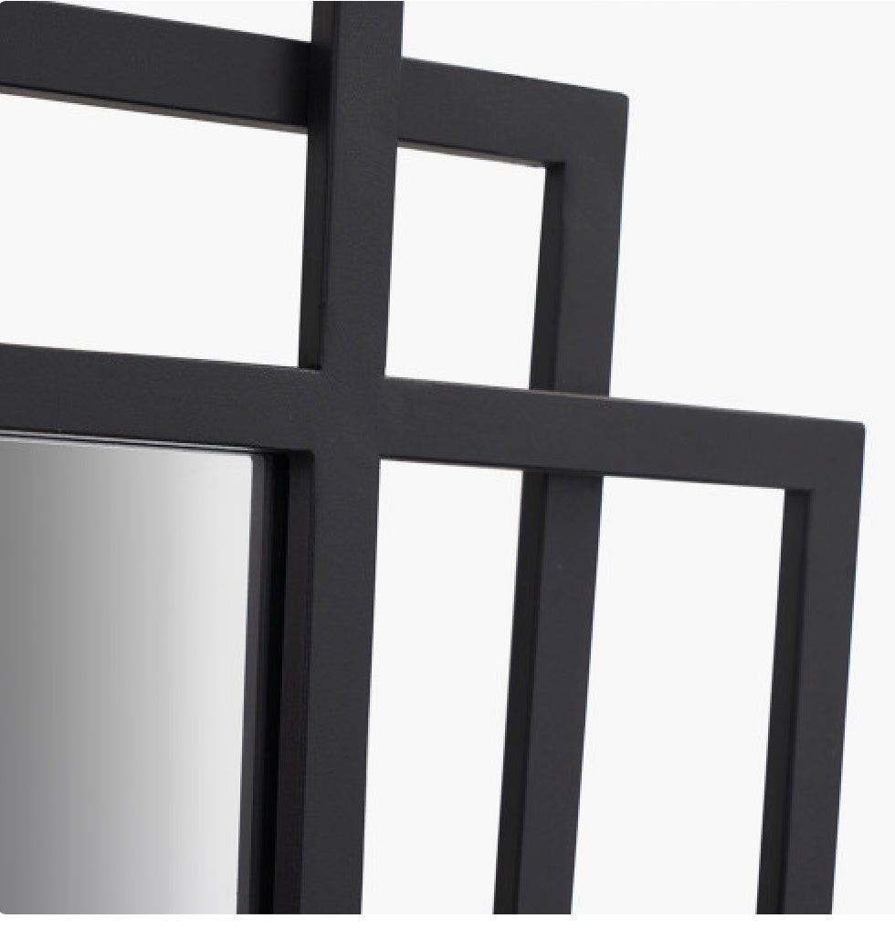 BLACK METAL RECTANGULAR MULTI FRAMED WALL MIRROR