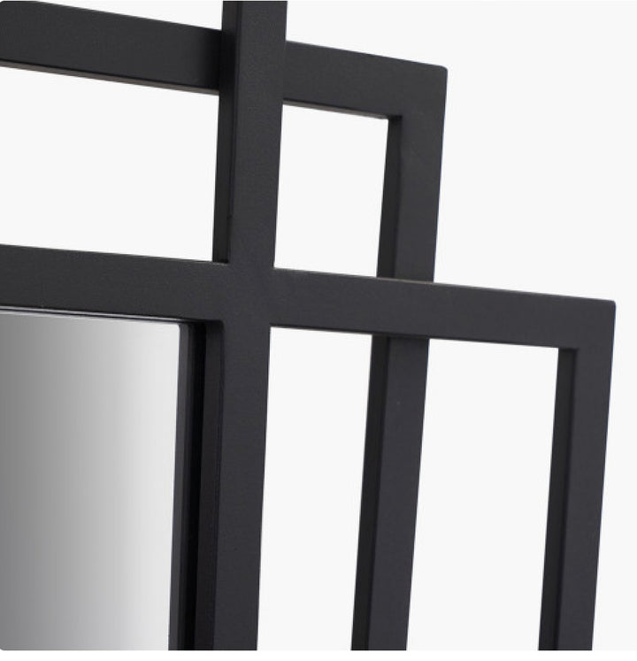 BLACK METAL RECTANGULAR MULTI FRAMED WALL MIRROR