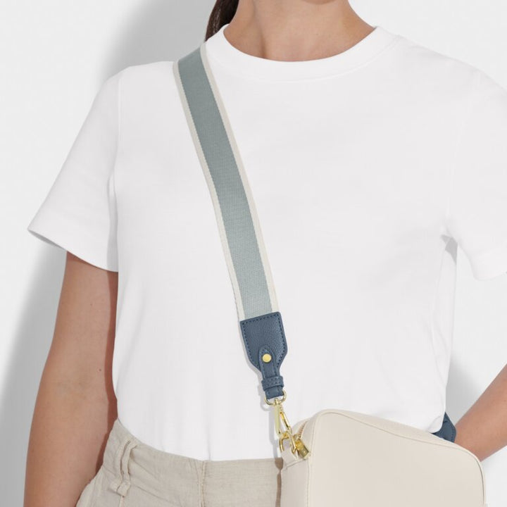 CANVAS DUSTY BLUE STRIPE BAG STRAP