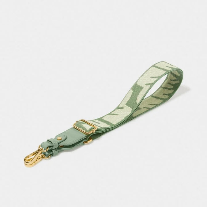 CANVAS GREEN & IVORY ABSTRACT BAG STRAP