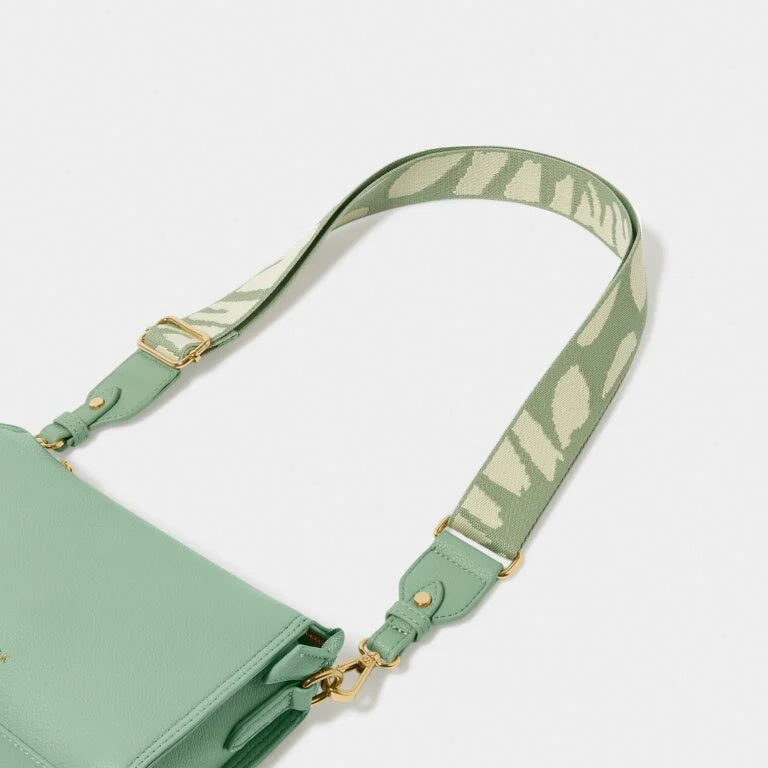 CANVAS GREEN & IVORY ABSTRACT BAG STRAP