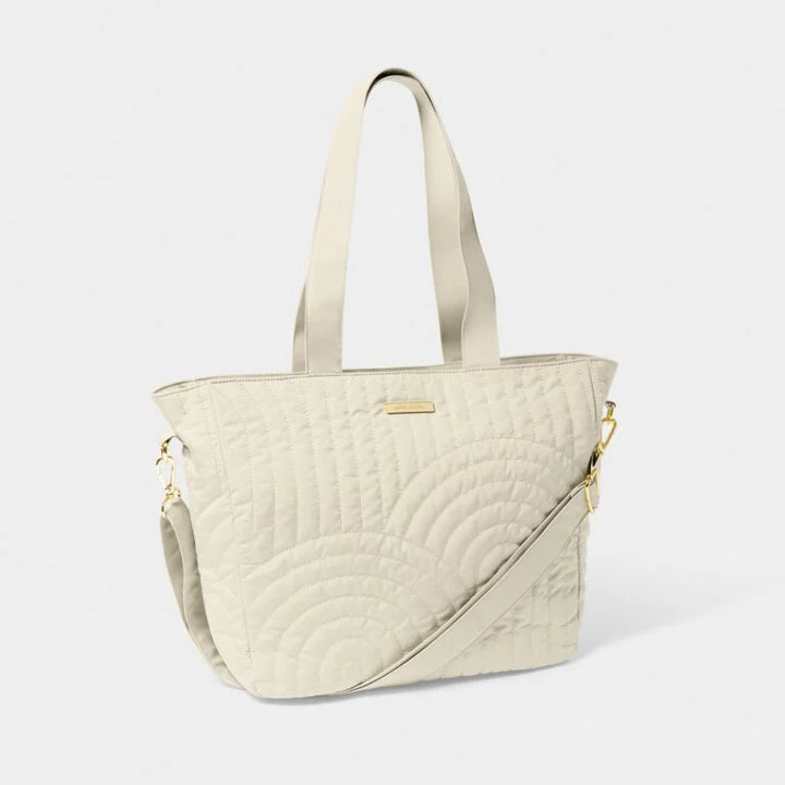 QUILTED LIGHT SAND TOTE BAG