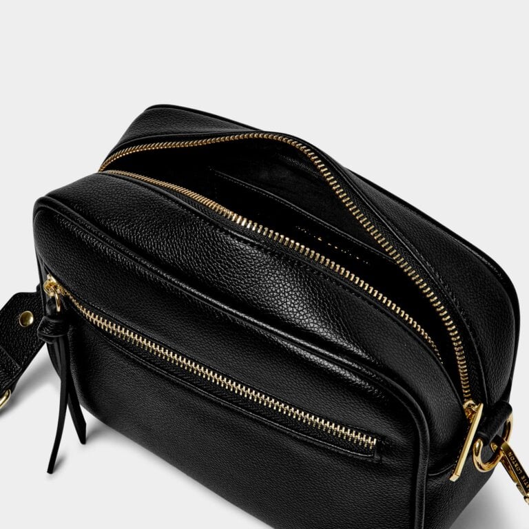 HALLIE BLACK DOUBLE STRAP BAG