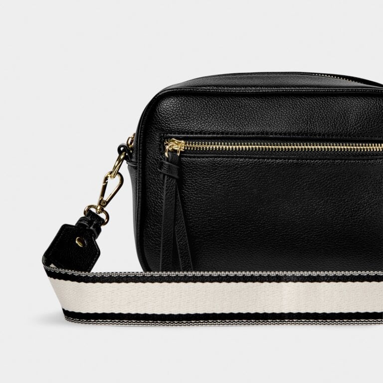 HALLIE BLACK DOUBLE STRAP BAG