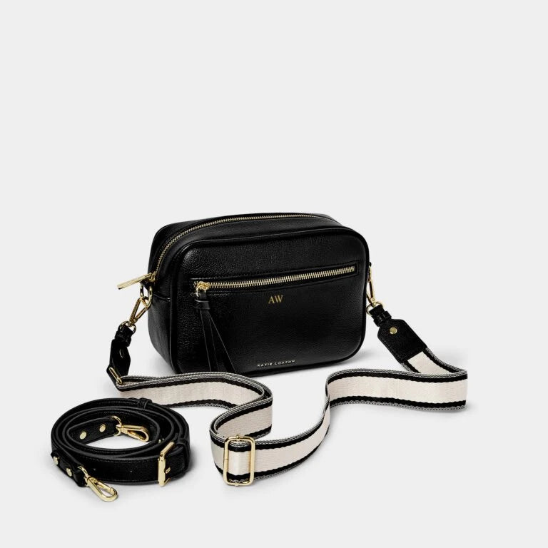 HALLIE BLACK DOUBLE STRAP BAG