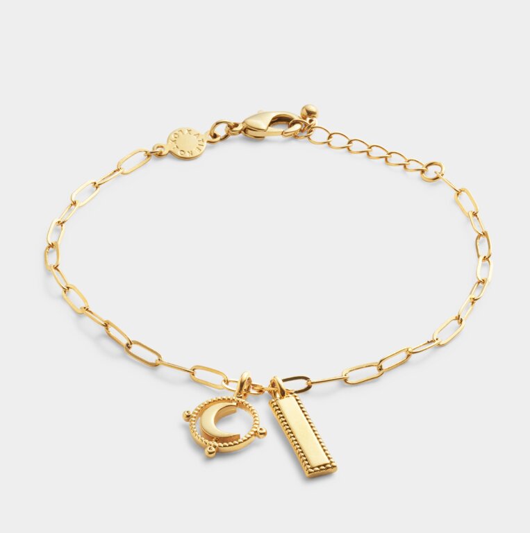TO THE MOON AND BACK WATERPROOF GOLD CHARM BRACELET