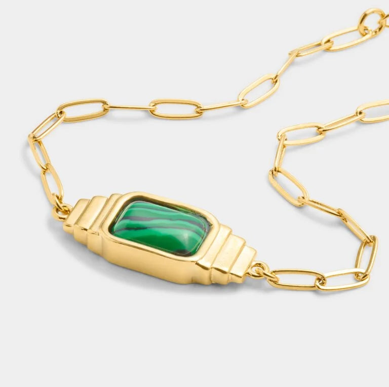GOOD ENERGY WATERPROOF GOLD MALACHITE BRACELET