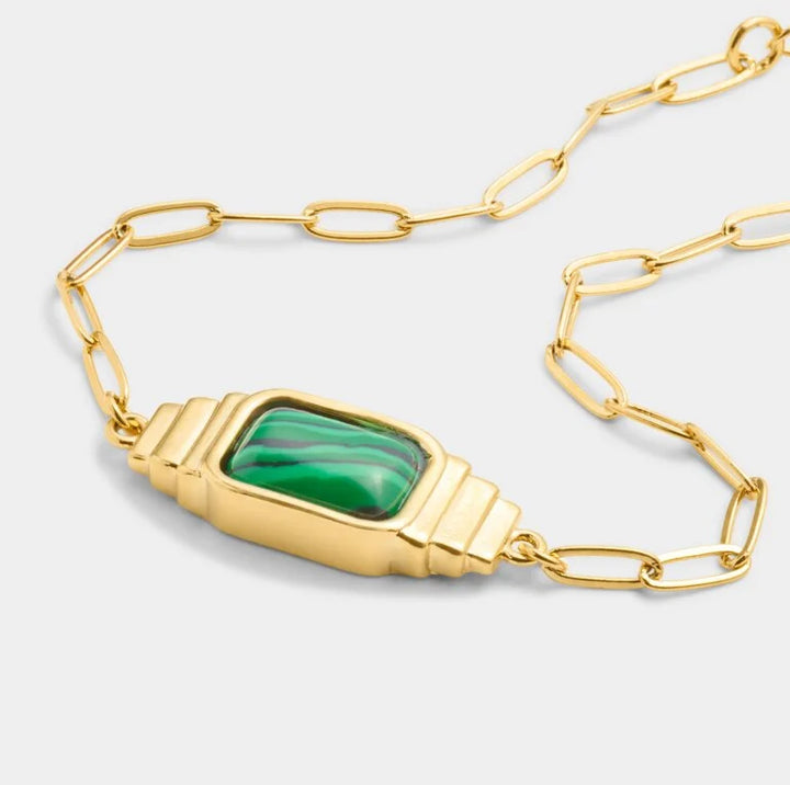 GOOD ENERGY WATERPROOF GOLD MALACHITE BRACELET