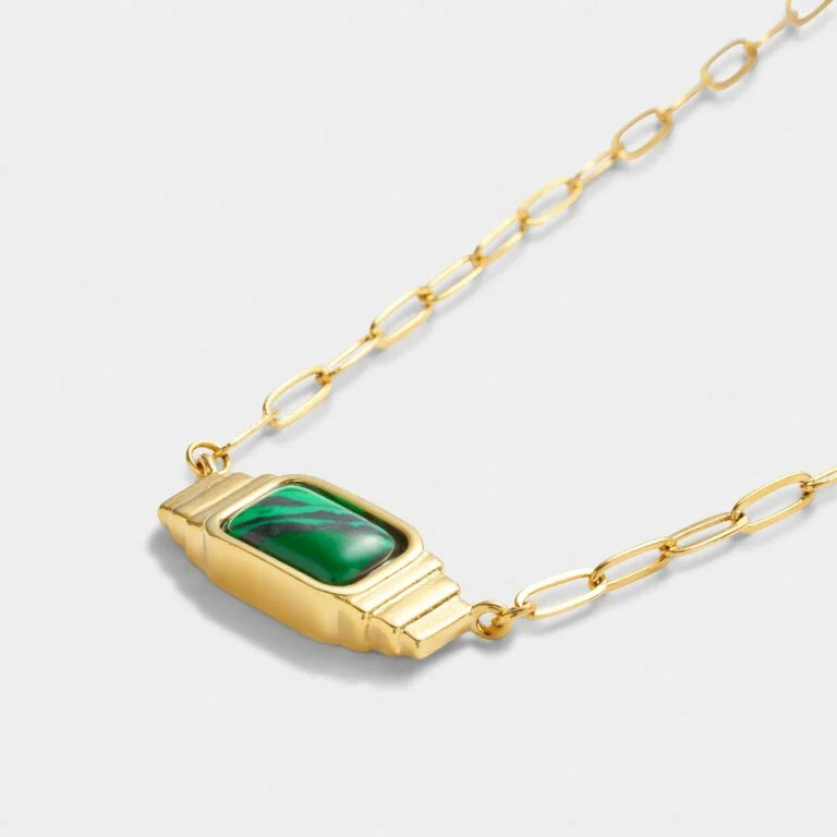 GOOD ENERGY WATERPROOF GOLD MALACHITE NECKLACE