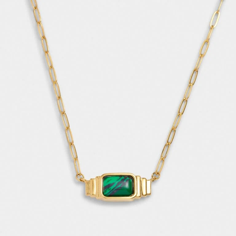 GOOD ENERGY WATERPROOF GOLD MALACHITE NECKLACE