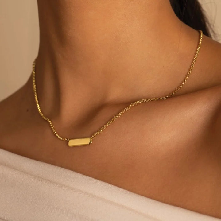 WITH LOVE WATERPROOF GOLD SIGNET NECKLACE