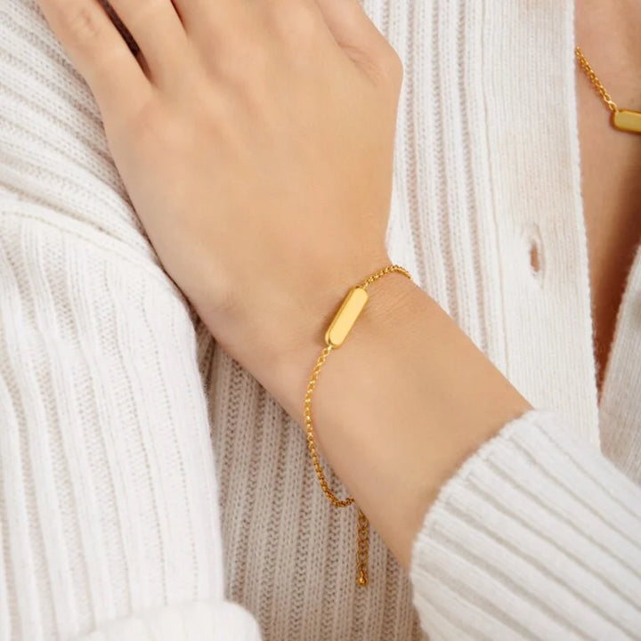 WITH LOVE WATERPROOF GOLD SIGNET BRACELET